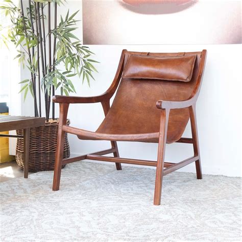 Mid Century Modern Nimo Brown Leather Accent Chair Ash3331