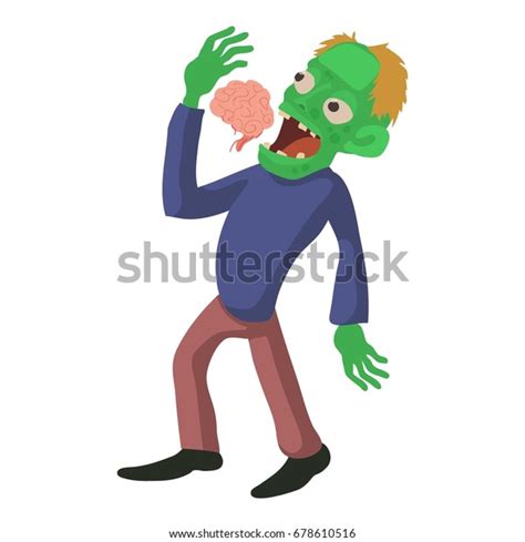 Zombie Eating Brains Icon Cartoon Illustration Vector De Stock Libre