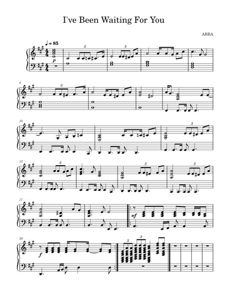 I Ve Been Waiting For You Abba Sheet Music For Piano Solo Download And Print In Pdf Or