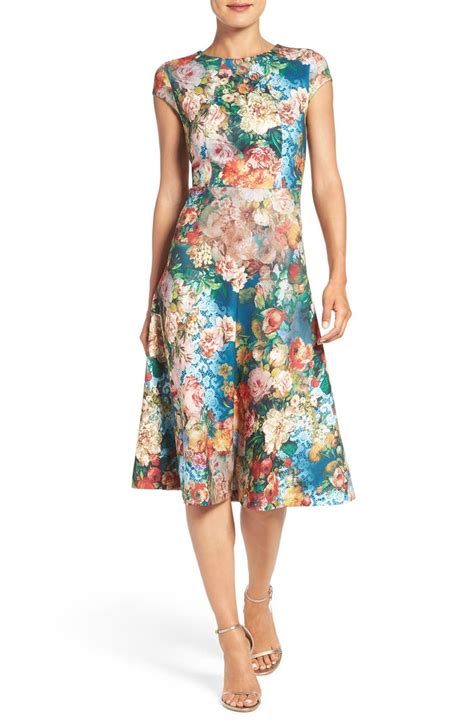 Eci Floral Scuba Fit And Flare Midi Dress Nordstrom