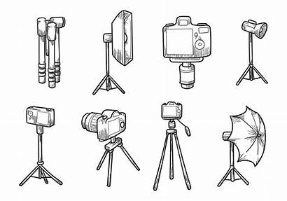 Camera Tripod Drawing Drawn Aesthetic Vlogging Vectors