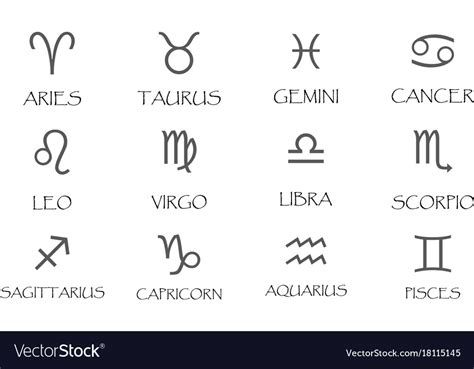 Zodiac Signs Icons Set Simple Royalty Free Vector Image