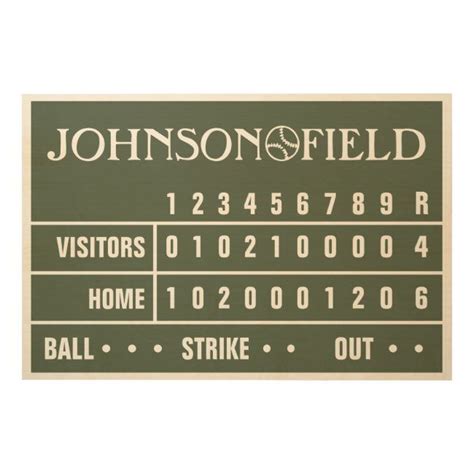 36 X 24 Personalized Baseball Scoreboard Wood Wall Decor