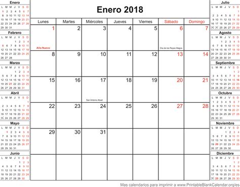 Enero 2018 Calendario Para Imprimir Calendarios Para Imprimir