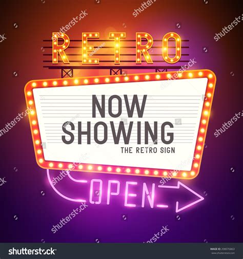 Retro Showtime Sign Theatre Cinema Sign With A Royalty Free Stock