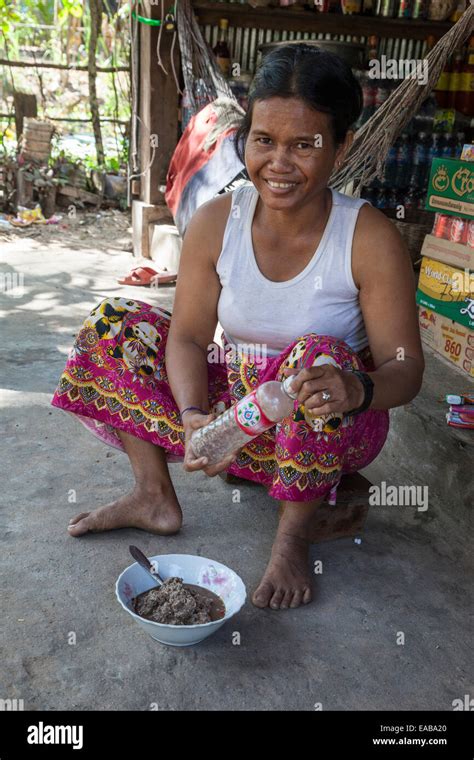 Cambodia Rural Woman Preparing Food Stock Photo Alamy