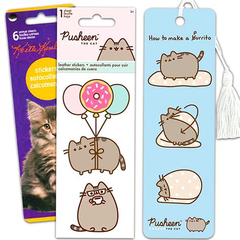 Pusheen Cat Sticker Bookmark Bundle Pack Pusheen Puffy Leather