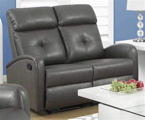 88gy 2 Charcoal Gray Bonded Leather Reclining Loveseat From Monarch
