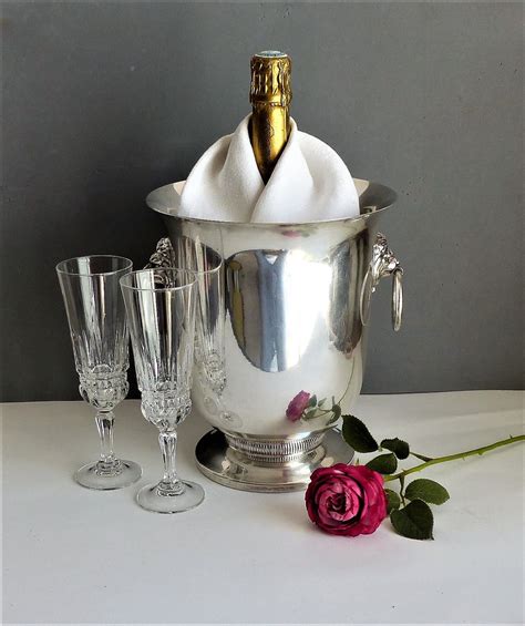 Champagne Ice Bucket French Vintage Silver Plate Champagne Ice Bucket