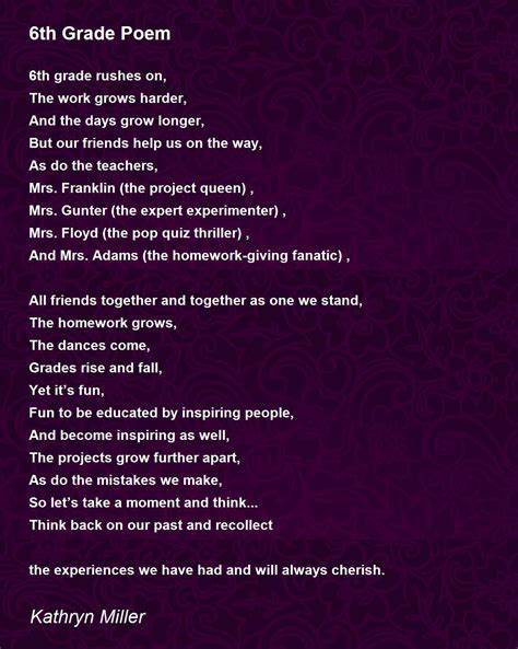 6th Grade Poem Poem By Kathryn Miller Poem Hunter