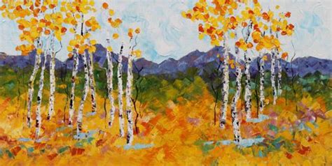 Palette Knife Aspen Tree Impressionist Landscape Painting Autumn