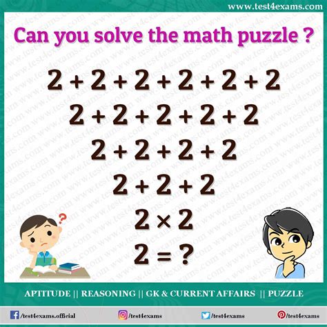 Solve The Challenging Math Puzzle Brain Teaser Math Test 4 Exams