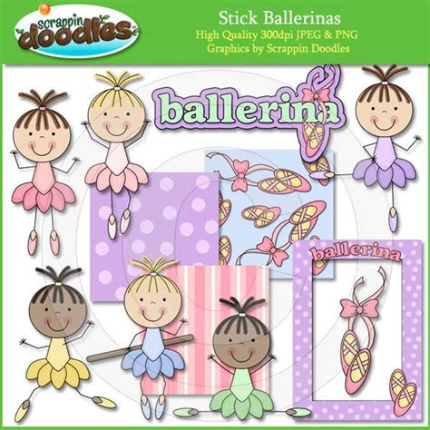 Stick Ballerinas Clip Art Etsy Clip Art Teaching Printables