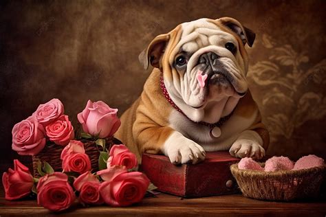 Love In Pawwriting Bulldog S Nostalgic Valentine Day Background