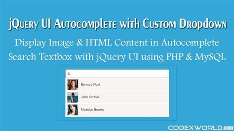 Jquery Ui Autocomplete With Images And Custom Html In Php Youtube