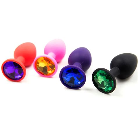 2872mm Pink Red Black Silicone Butt Plug Anal Dildo With Gem Diamond Sm Adult Game Sex Toy For