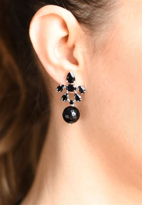 Black Onyx Earrings Onyx Drop Earrings Semiprecious Stone Earrings
