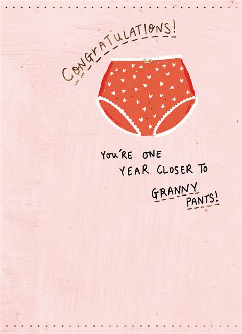 One Year Closer To Granny Pants Funny Birthday Greeting Card Cards