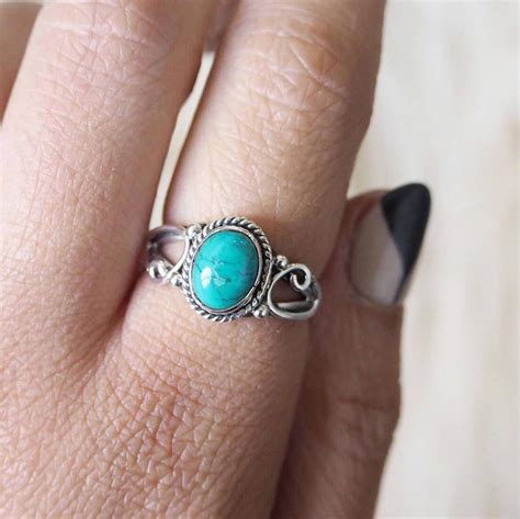 December Natural Turquoise Gemstone Women Rings Personalized Rings