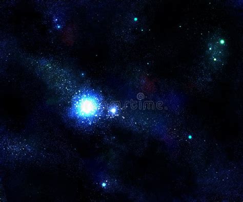 Estrella Ligera Y Galaxia Azul Del Espacio Stock De Ilustración