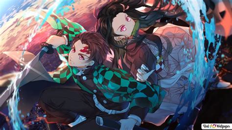 Tanjiro Fight Alongside Demon Sister Nezuko Hd Wallpaper Download