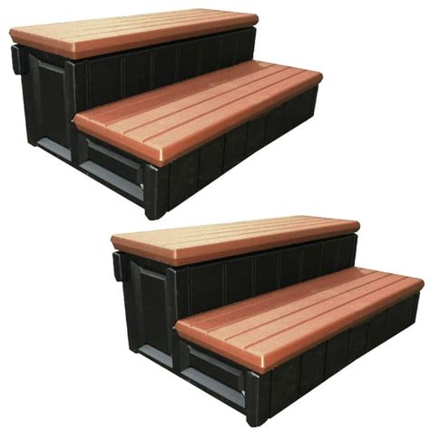 Leisure Accents 36 Deluxe Deck Patio Spa Hot Tub Steps Redwood 2