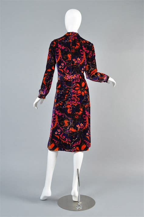 1960s Christian Dior Velvet Dress With Rhinestone Belt Bustown Modern