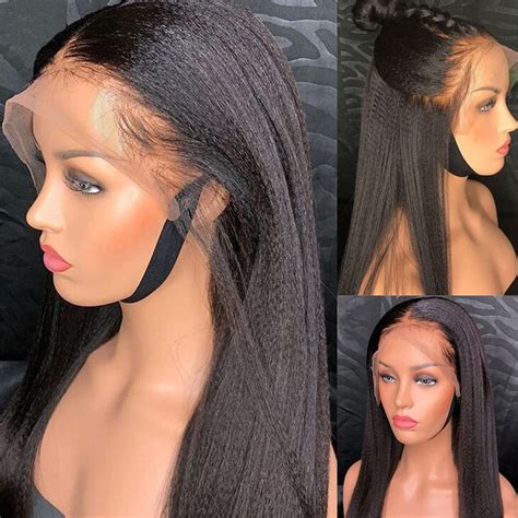 Msgem Yaki Straight Lace Front Wigs Human Hair 20 Inches 13x4 Kinky Straight Lace Frontal Wigs