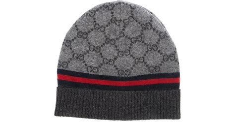 Gucci Monogram Beanie Hat In Grey Lyst Uk