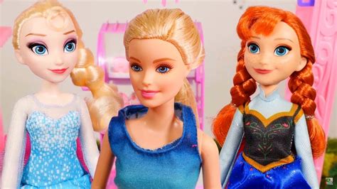 Barbie Doll With Frozen Elsa And Anna Barbie Videos Youtube
