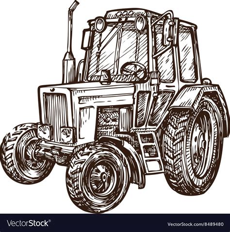 Hand Drawn Farm Tractor Sketch Vector Illustration Download A Free