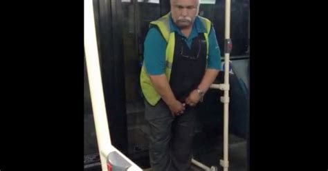 video bus driver caught on camera urinating on his own double decker mirror online