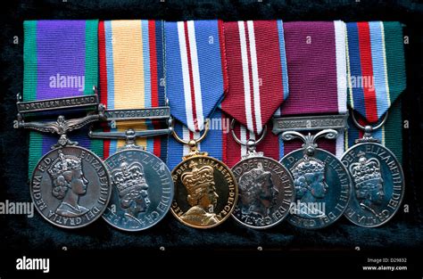 British Army Medals And Ribbons On Black Velvet Stock Photo Alamy