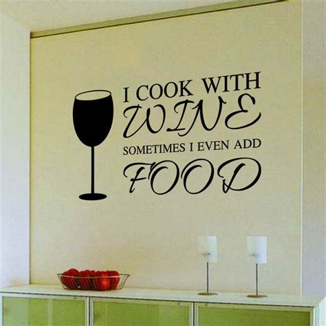 I Cook With Wine Vinyl Wall Decal Home Decor Kitchen Quotes Diy Art