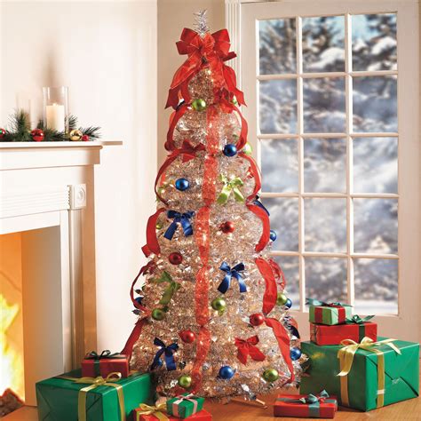 Pop Up Pre Lit Tinsel Tree Christmas Brylanehome Amazing