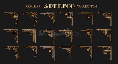 Art Deco Corners Golden Geometric Ornamental Corner Frame Decoration