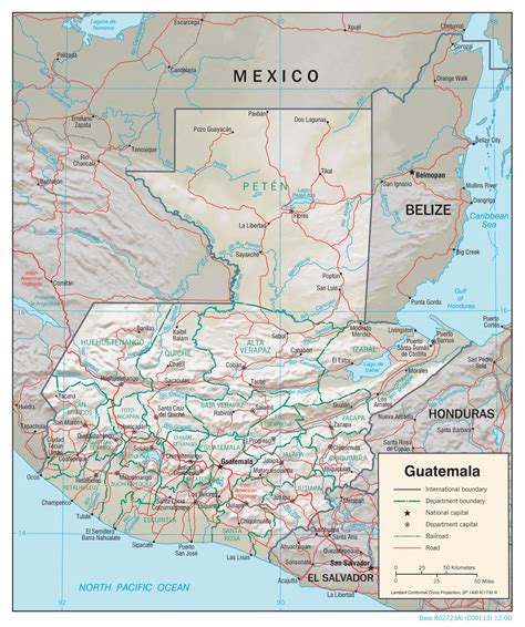 Large Detailed Relief And Political Map Of Guatemala Guatemala Large