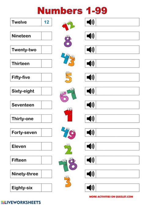 Numbers Online Worksheet