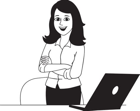 Technology Black And White Outline Clipart Black White Woman In