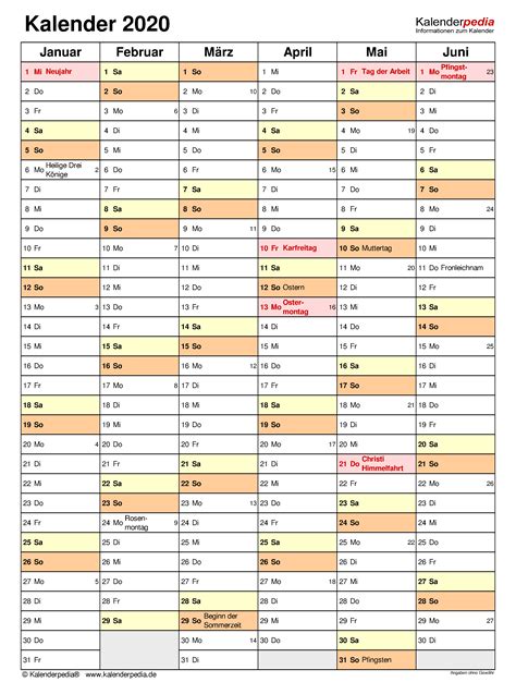 Kalender 2020 Zum Ausdrucken Als Pdf 19 Vorlagen Kostenlos 985