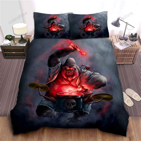 King Kong Playing Drum Kit Digital Art Bed Sheets Spread Duvet Cover
