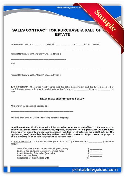 Free Printable Land Purchase Agreement Templates Printable Download