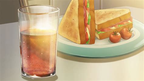Itadakimasu Anime Sandwiches And A Glass Of Iced Tea Koi Wa