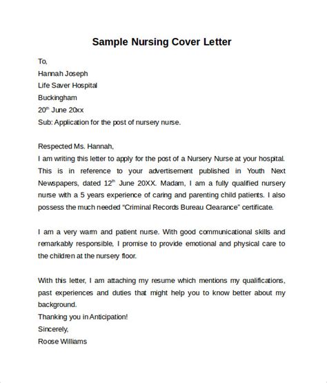 Nurse manager cover letter nurse managers coordinate specific units in a hospital and are responsible for a variety of clinical and administrative duties. FREE 10+ Nursing Cover Letter Templates in PDF | MS Word