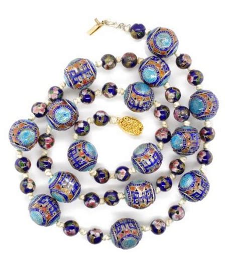 Chinese Cloisonne And Enamel Beaded Necklace 145 Mm Beads 60 Cm