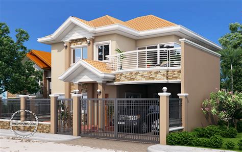Four Bedroom Double Story Stylish House Plan Acha Homes