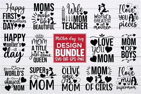 Mothers Day Svg Bundle Bundle · Creative Fabrica Love Mom Mothers