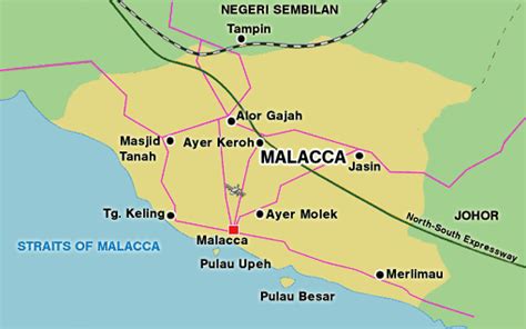 Map Of Malacca In Malaysia Malacca Is A Great Place For Trade Because
