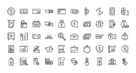 Finances And Business Line Art Icon Set 1237425 Vector Art At Vecteezy