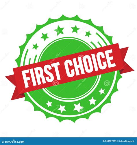 First Choice Text On Red Green Ribbon Stamp Stock Illustration